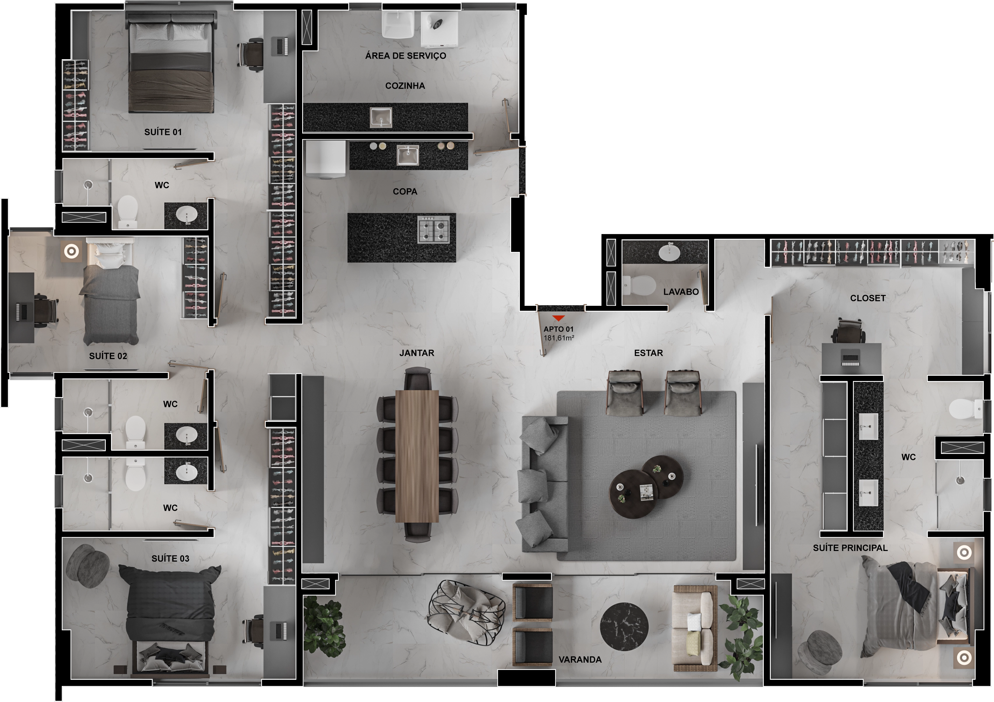 Apartamento de 181m²